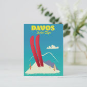 Davos Schweizer Alpen Postkarte (Stehend Vorderseite)