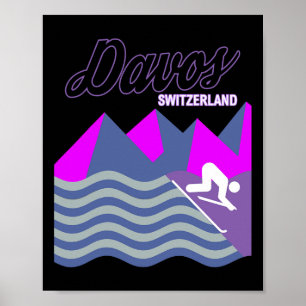 Davos Schweizer Alpen Schweiz Skigebiet Snowboardg Poster
