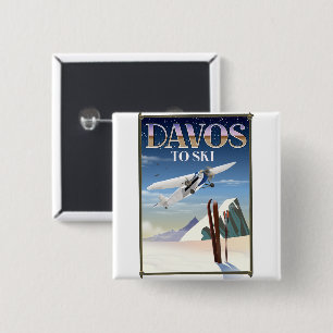 Davos Switzerland Reiseplakat Button