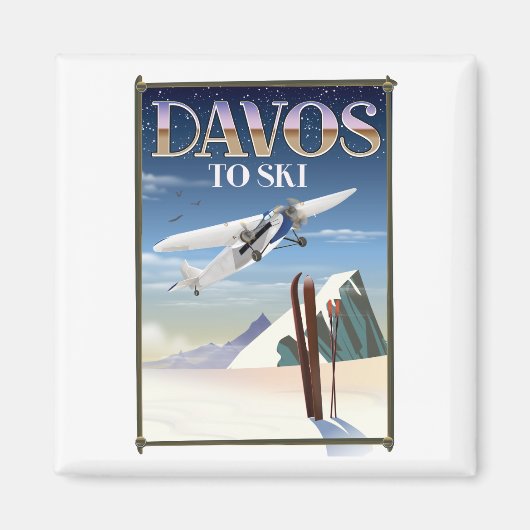 Davos Switzerland Reiseplakat Magnet (Vorne)