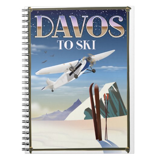 Davos Switzerland Reiseplakat Notizblock (Vorderseite)