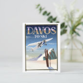 Davos Switzerland Reiseplakat Postkarte (Stehend Vorderseite)