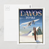 Davos Switzerland Reiseplakat Postkarte (Vorne/Hinten)