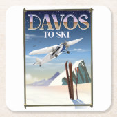 Davos Switzerland Reiseplakat Rechteckiger Pappuntersetzer (Vorderseite)