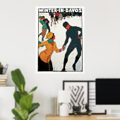 Davos, Switzerland Ski Winter Vintage Travel Poster (Heimbüro)