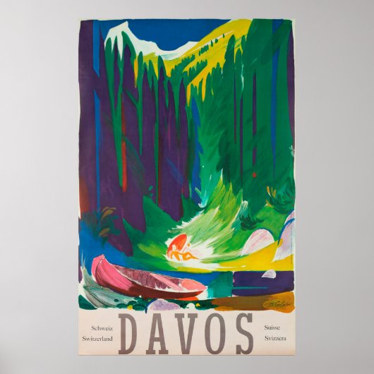 Davos Switzerland Vintage Travel Poster (Vorne)