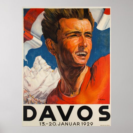 Davos Switzerland Vintage Travel Poster (Vorne)
