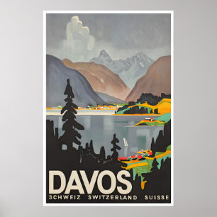 Davos Wandkunst Schweiz Poster Schweizer Geschenk 