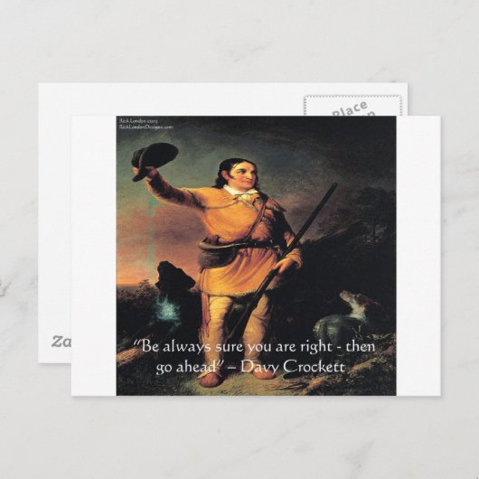 Davy Crocket "Go Ahead"-Weisheitszettel Postkarte (Vorne/Hinten)