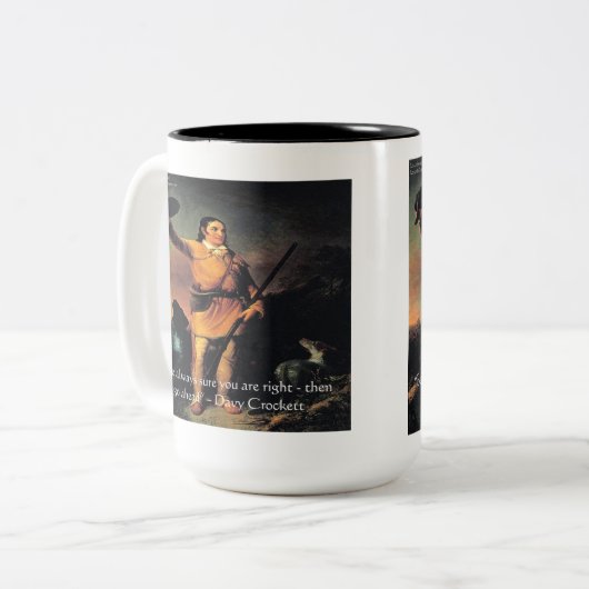 Davy Crocket "Go Ahead"-Weisheitszettel Zweifarbige Tasse (Vorderseite Links)