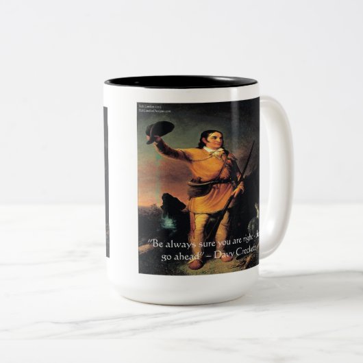 Davy Crocket "Go Ahead"-Weisheitszettel Zweifarbige Tasse (VorderseiteRechts)