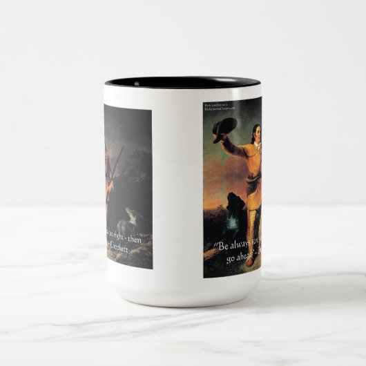 Davy Crocket "Go Ahead"-Weisheitszettel Zweifarbige Tasse (Mittel)