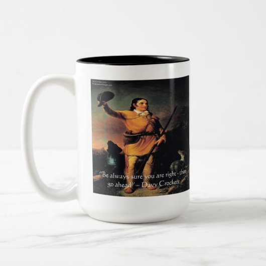 Davy Crocket "Go Ahead"-Weisheitszettel Zweifarbige Tasse (Links)