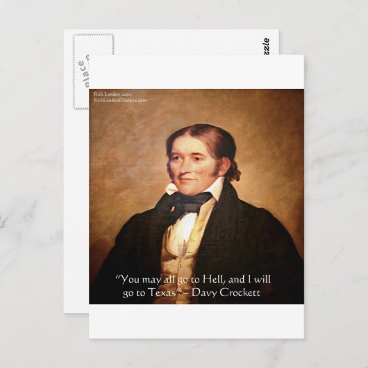 Davy Crockett "Going to Texas" Spaß Zitat Postkarte (Vorne/Hinten)
