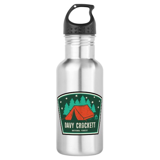 Davy Crockett National Forest Camping Edelstahlflasche (Vorderseite)