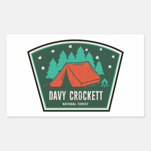 Davy Crockett National Forest Camping Rechteckiger Aufkleber (Vorderseite)