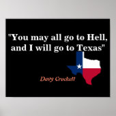 Davy Crockett Zitat von Hell und Texas Poster (Vorne)