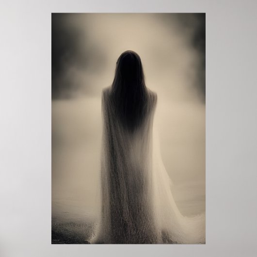 Dawn - AI Fantasy Art Print Black and White Poster (Vorne)