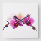 Dawn Bloom Orchide Quadratische Wanduhr (Vorderseite)