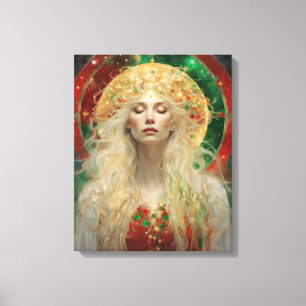 Dawn Dreams of Christmas Schöne Blond Frau Leinwanddruck