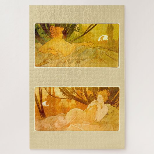 Dawn & Dusk von Alphonse Mucha Puzzle (Vertikal)
