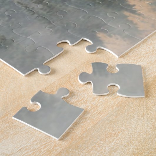 Dawn Ground Fog deckt Bergwald ab Puzzle (Seite)