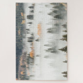 Dawn Ground Fog deckt Bergwald ab Puzzle (Vertikal)