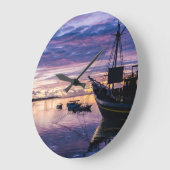 Dawn in Micronesia Große Wanduhr (Winkel)