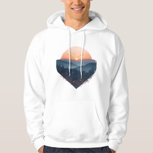 Dawn Over the Peaks – Mountain Sunrise Illustratio Hoodie (Vorderseite)