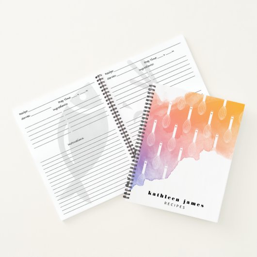 Dawn Palette Watercolor Ballon Whisk Rezept Notizblock (Innenseite)