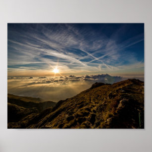 Dawn Sun Mountain Landschaft Poster