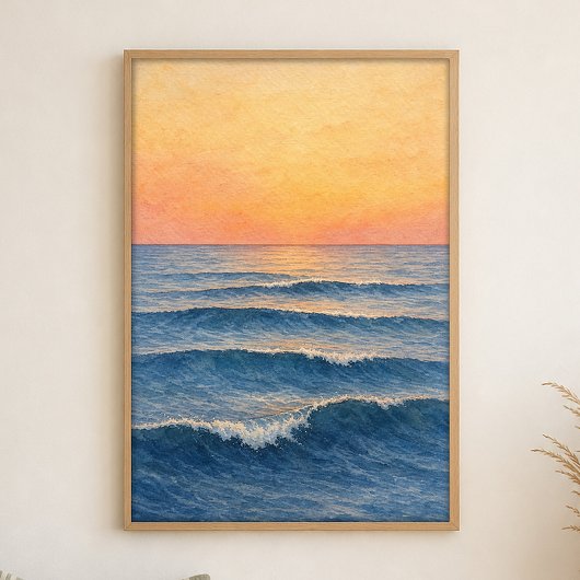 Dawn Swells Aquarell-Küstenkunstposter Poster