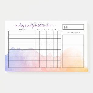 Dawn Watercolor Wash Weekly Habit Tracker Post-it Klebezettel