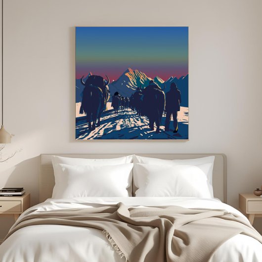 Dawn Yak Caravan Everest Collectible Artwork Leinwanddruck
