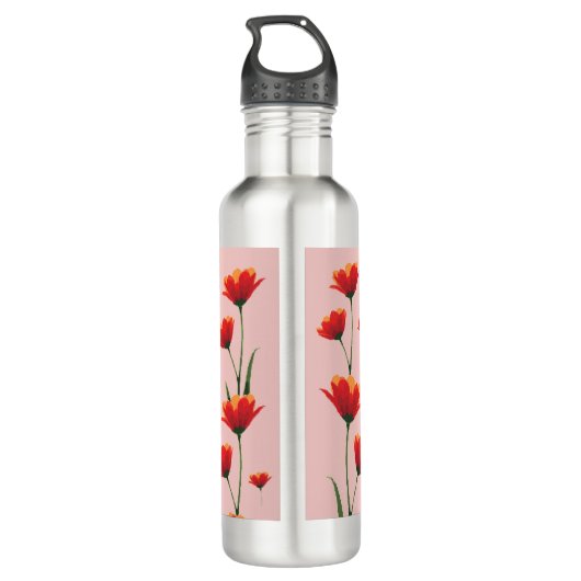 Dawnfire Poppies Edelstahlflasche (Rückseite)