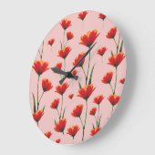 Dawnfire Poppies Große Wanduhr (Winkel)