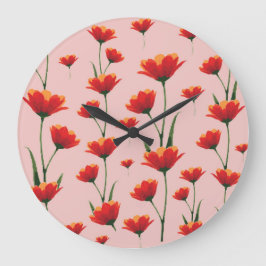 Dawnfire Poppies Große Wanduhr