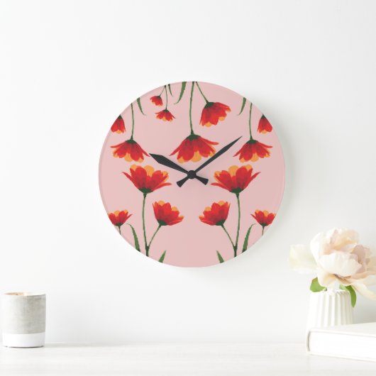 Dawnfire Poppies Große Wanduhr (Zuhause)