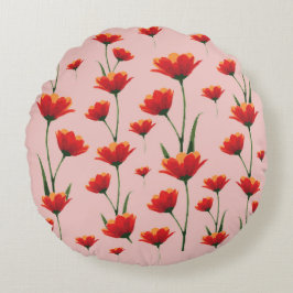 Dawnfire Poppies Rundes Kissen