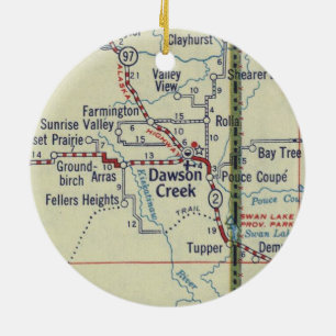 Dawson Creek BC Vintage Karte Keramik Ornament