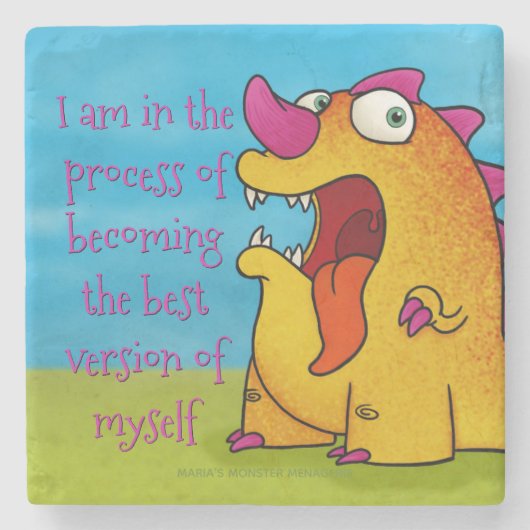 Dax das Dino-Monster w/quote, SteinUntersetzer (Vorderseite)