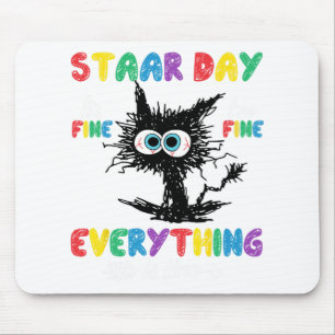 Day Black Cat Teacher Student Kids Staar Testing D Mousepad