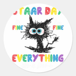 Day Black Cat Teacher Student Kids Staar Testing D Runder Aufkleber