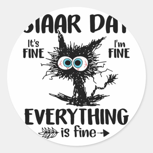 Day Black Cat Teacher Student Kids Staar Testing D Runder Aufkleber (Vorderseite)