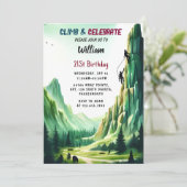 Day Boy Tree Fun Cliff Rock Klettern 21. Geburtsta Einladung (Stehend Vorderseite)