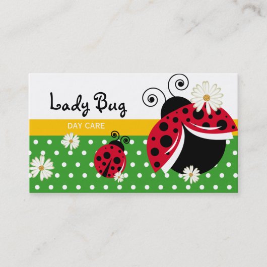 Day Care Business Card Niedlich Polka Dot Lady Bug Visitenkarte (Vorderseite)