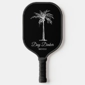 Day Dinker Custom Schwarz-weiß Palm Tree Funny Pickleball Schläger (Vorderseite)