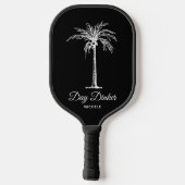 Day Dinker Custom Schwarz-weiß Palm Tree Funny Pickleball Schläger (Rückseite)