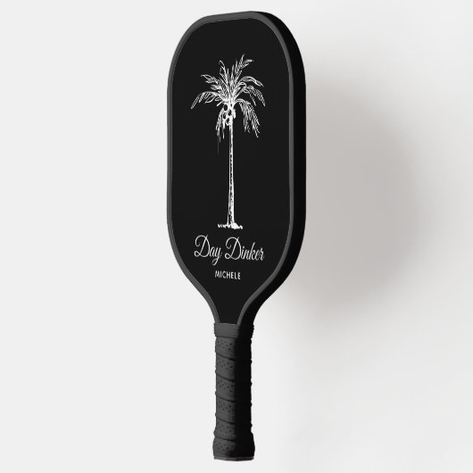 Day Dinker Custom Schwarz-weiß Palm Tree Funny Pickleball Schläger (Links)