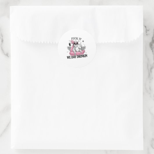 Day drinkin Sloth Runder Aufkleber (Tasche)